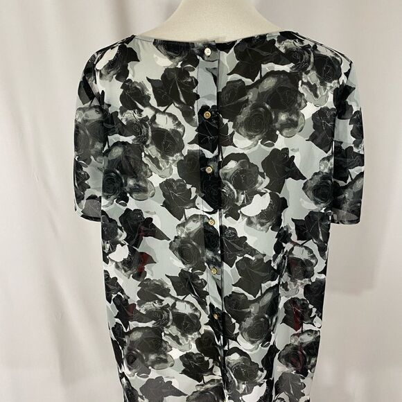 NWOT Halogen Floral Short Sleeve Top - Picture 3 of 6